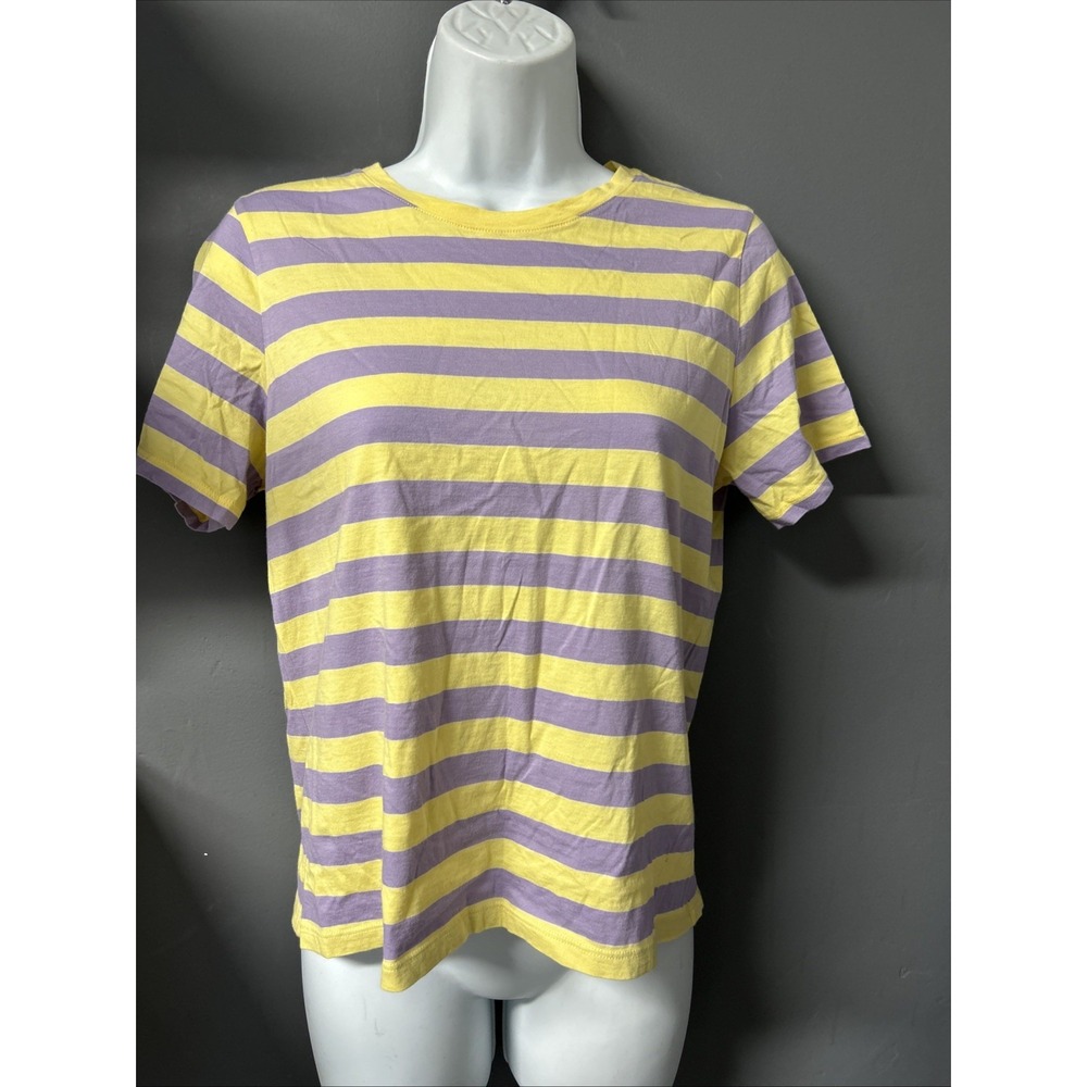 Rebecca Taylor  S Striped Yellow Purple Crew Neck Short Sleeve Baby T Shirt Boxy